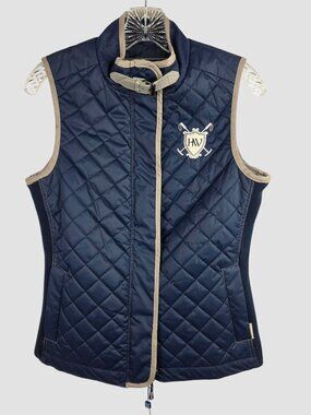 Horseware Ireland Amelia Quilted Navy Gray Gilet Vest S Equestrian Crest Buckle